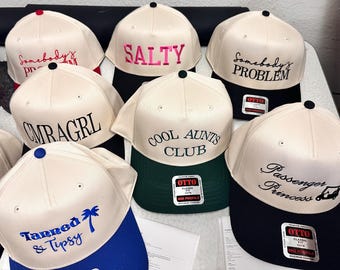 Gorra de béisbol retro Rally personalizada con bordado, gorra de 5 paneles bicolor, opción de cuerda intercambiable.