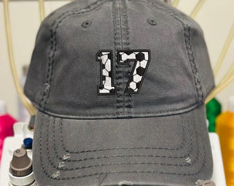 Distressed Soccer Number Hat: Garment-Washed Cotton Twill Cap