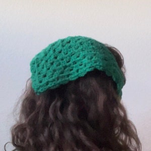 Green Crochet Hairkerchief - Handmade Bandana Crochet Forest Green