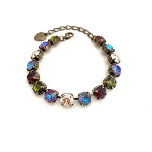 Jewel Tone Delite 8mm Crystal Bracelet / Antique Brass / Olive Green / Burgundy / Golden Shadow / Fall Jewelry