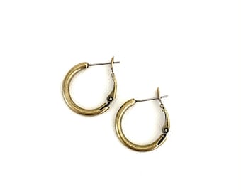 New Smaller Size Antique Brass 20mm Hoop Earrings / Sturdy / Everyday Hoops / Lightweight Petite Hoops / Small