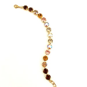Golden Ombré Crystal 8mm Bracelet / Gold Setting / AB Sparkling Shimmer / Fall Sparkle