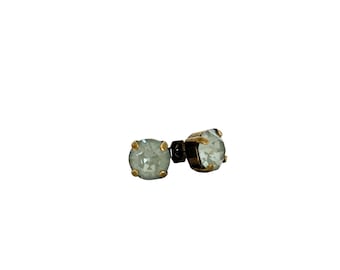 Soft Sage / Agave Ignite 8mm Stud Earrings / Antique Brass / Sage Green/Grey Sparkle / Austrian Crystal