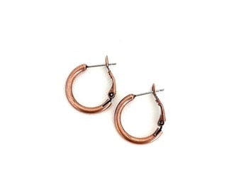 New Smaller Size Antique Copper 20mm Hoop Earrings / Sturdy / Everyday Hoops / Lightweight Petite Hoops / Small