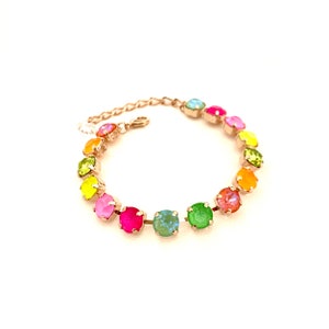 Neon Lights 8mm Crystal Bracelet / Electric / Hot Pink / Rose Gold / Rainbow / Multi Color / Citrus Green / 80&#39;s Fashion