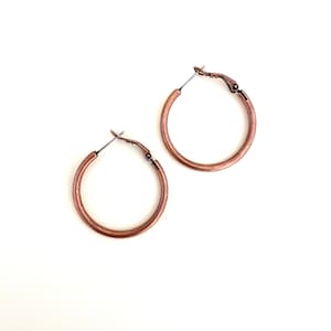 Antique Copper 33mm Hoop Earrings / Sturdy / Everyday Hoops / Lightweight