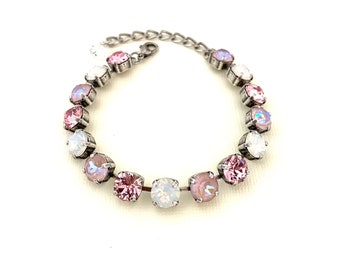 New Dusty Pink Delite, Pale Rose and White Opal Mix 8mm Bracelet / Light Pink / Soft Shades of Pink and White