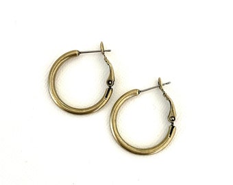 New In-Between Antique Brass Hoops ~ 25mm Hoop Earrings / Sturdy / Everyday Hoops / Lightweight Hoops