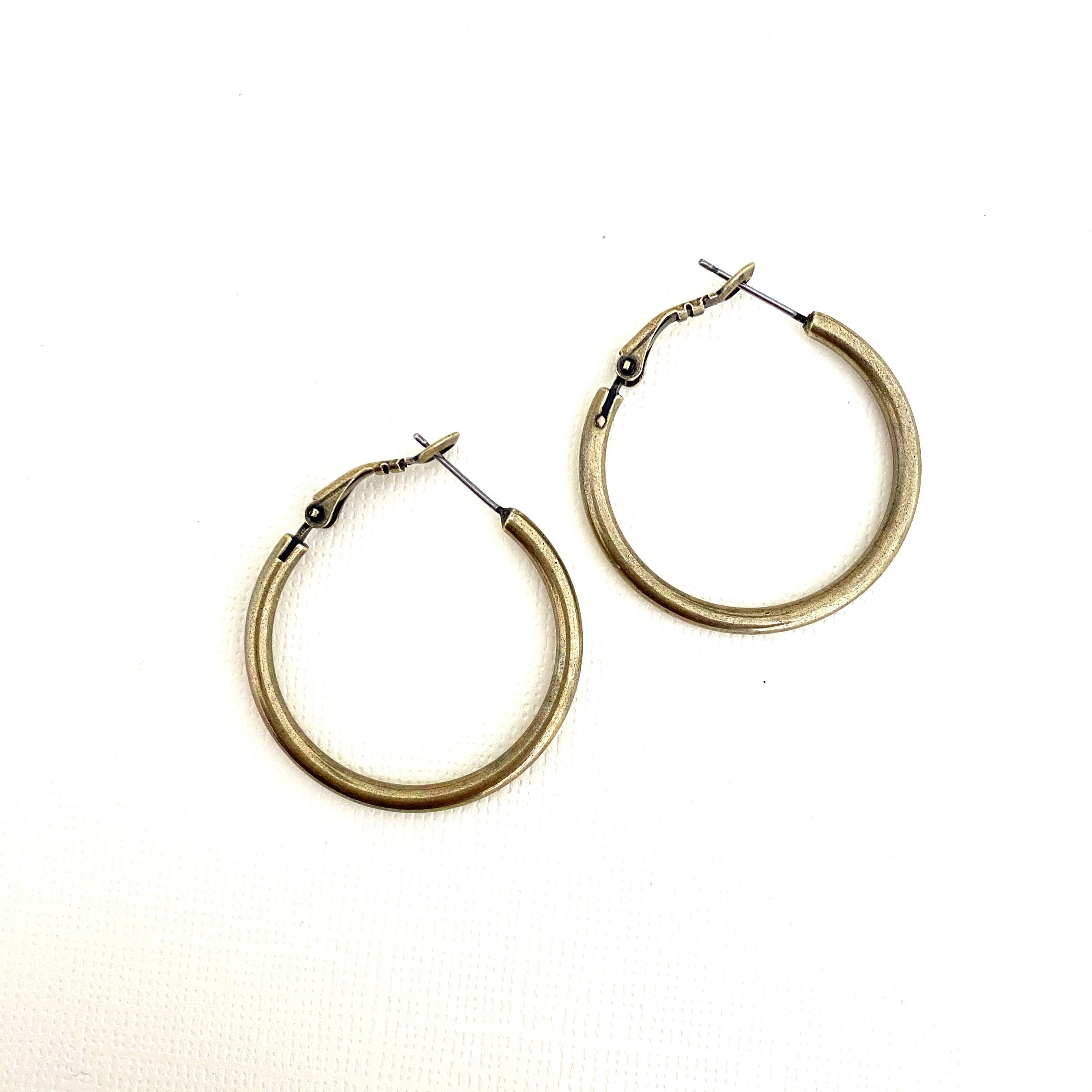Classic Antique Brass Bronze Hoop Earrings / Circle Earrings / Etsy
