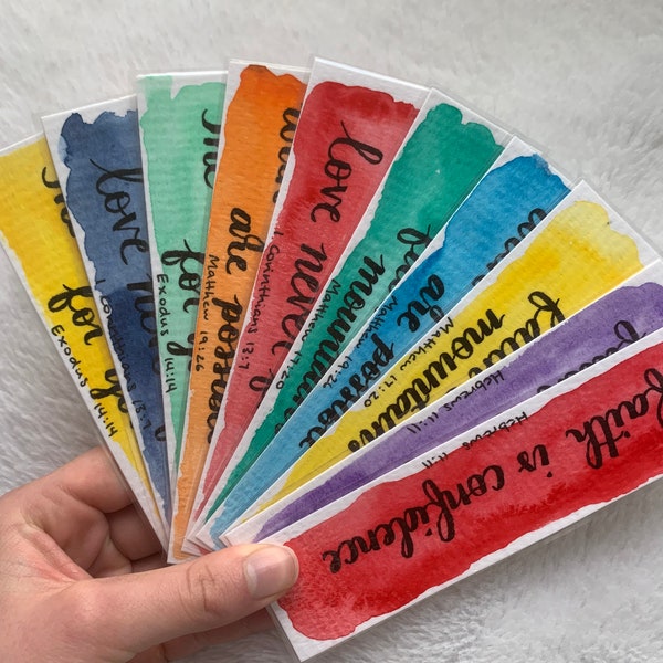 Bible Verse Watercolor Bookmarks Five Different Verses Assorted Colors