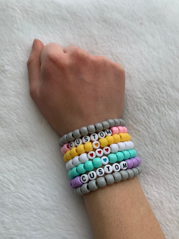 Custom Pony Bead Bracelets Add up to 8 Letters, Numbers, or