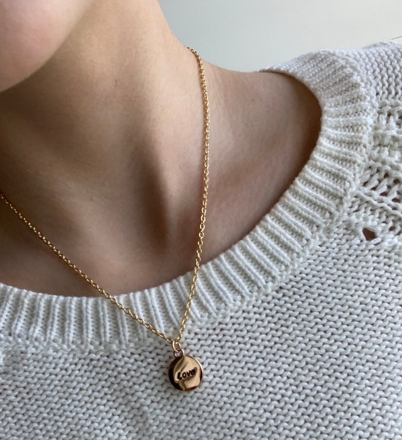 Gold Engraved Charm Necklace Etsy