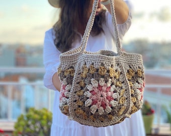 PDF Pattern #FlyBag Granny Square Crochet Bag - English and Spanish