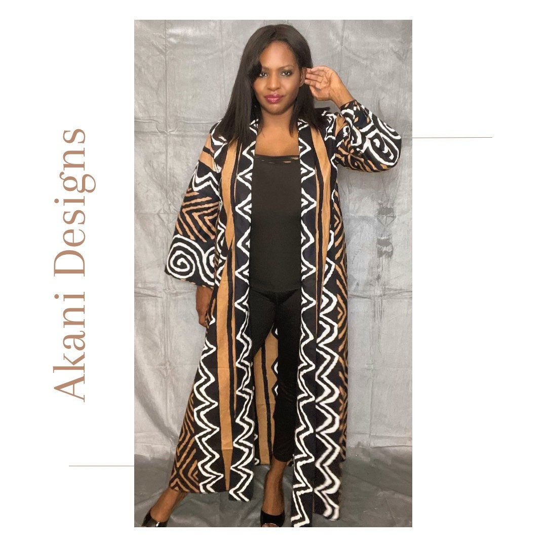 Mud Cloth Print Duster/ African Duster/ Swimsuit Cover Up/ Etsy