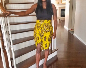Falda lápiz de tela de cera africana / Falda lápiz Ankara