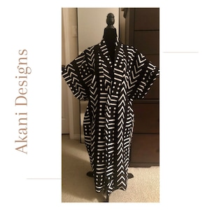 Oversized Ankara Kimono/African Dress/ Black Bogolan Duster/ African Print Kimono/ Kimono/ African outfit for women/ Mudcloth Duster / Gift