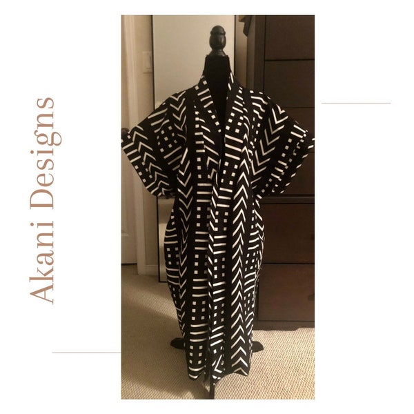 Oversized Ankara Kimono/African Dress/ Black Bogolan Duster/ African Print Kimono/ African Kimono/ African outfit for women/Gift for her