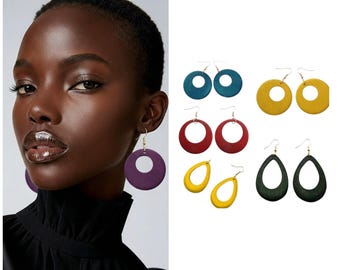 Boucles d'oreilles tribales en bois/ Boucles d'oreilles afrocentriques/ Boucles d'oreilles ethniques/ Cadeau pour elle/ Anniversaire