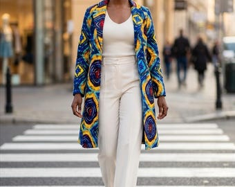 Cappotto autunnale Ankara/ Cappotto con stampa africana/ Cappotto africano/ Cappotto in stile afrocentrico/ Abito africano da donna/ Soprabito autunnale/ Regalo per lei