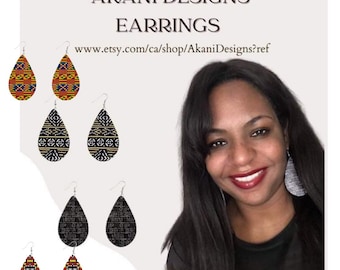 Boucles d’oreilles en forme de goutte d’eau d’Ankara / Boucles d’oreilles afrocentriques / Boucles d’oreilles à motif ethnique / Cadeau pour elle / Boucles d’oreilles imprimées wax africain / bois