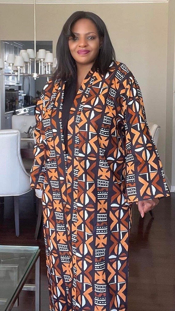 Robe kimono longue Kimono imprimé africain Robe longue Ankara