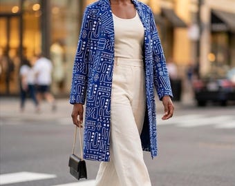 Cappotto Ankara/ Cappotto con stampa africana/ Cappotto africano/ Cappotto autunnale/ Cappotto afrocentrico/ Abito africano da donna/ Cappotto/ Cappotto svasato/ Regalo per lei