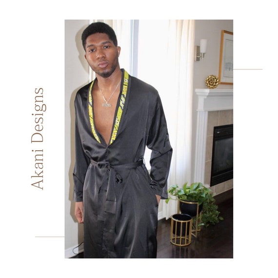 Black silk robe mens discount