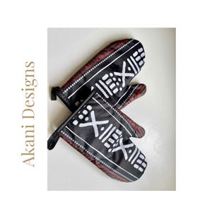 Mudcloth Print Washable Oven Mitts/ Heat resistant Oven Mittens/ Oven gloves For cooking, grilling and Bbk, Housewarming Gift/ Gift for her