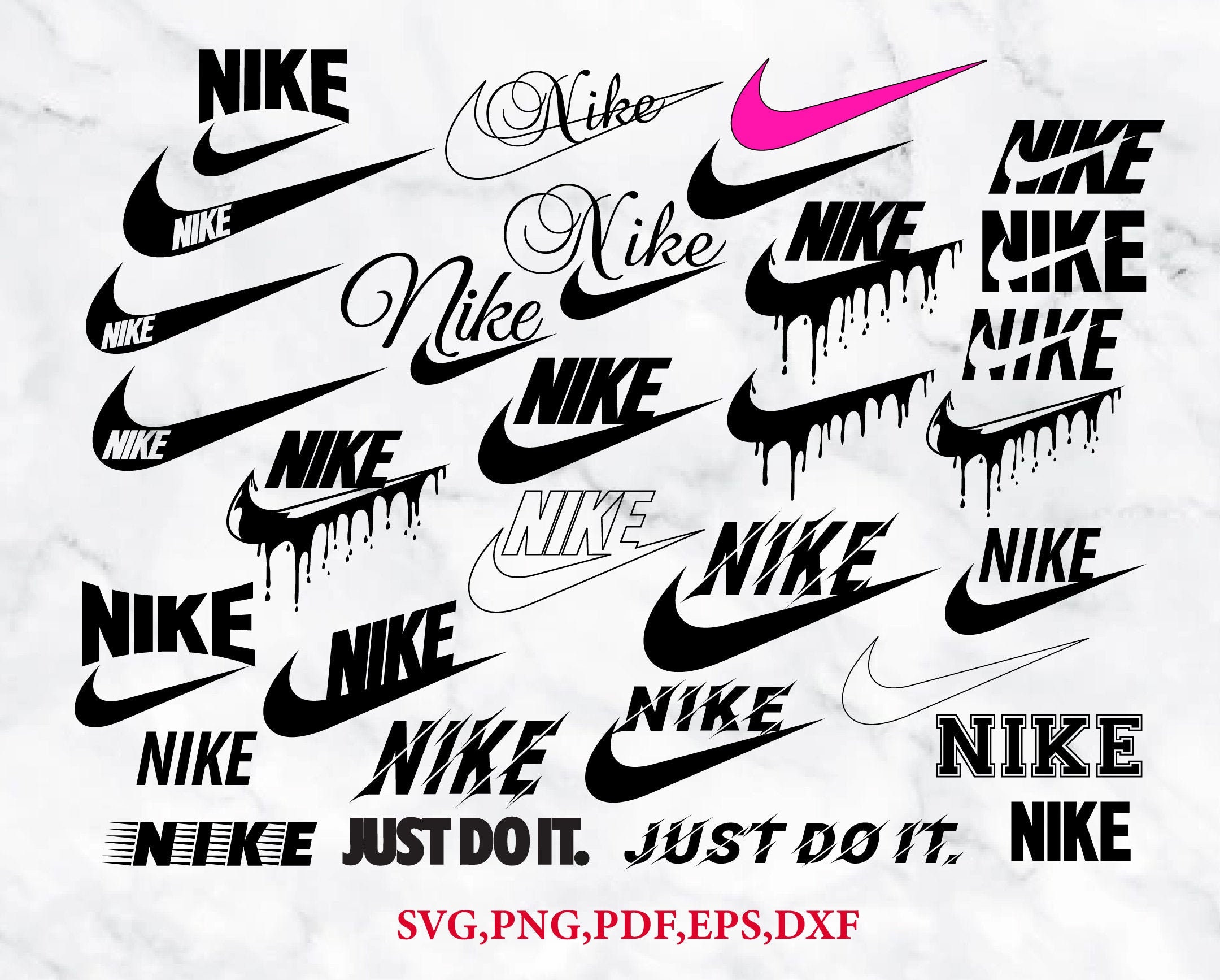 Swoosh Nike Dripping Drip Just Do It Logo Bundle Sports Brand Etsy