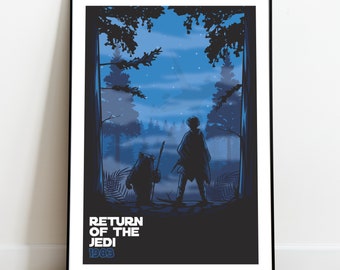 Star Wars, El retorno del arte de la pared Jedi, cartel de la película, arte minimalista