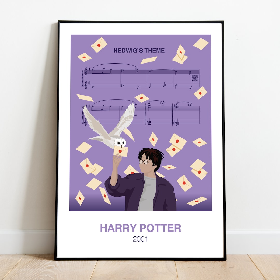Harry Potter Movie Poster, Music Score Wall Art, Hedwig's Theme