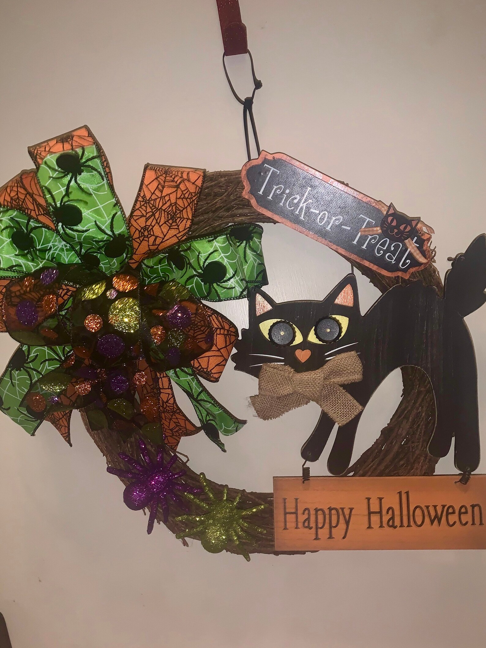 Halloween Grapevine Cat Wreath Etsy