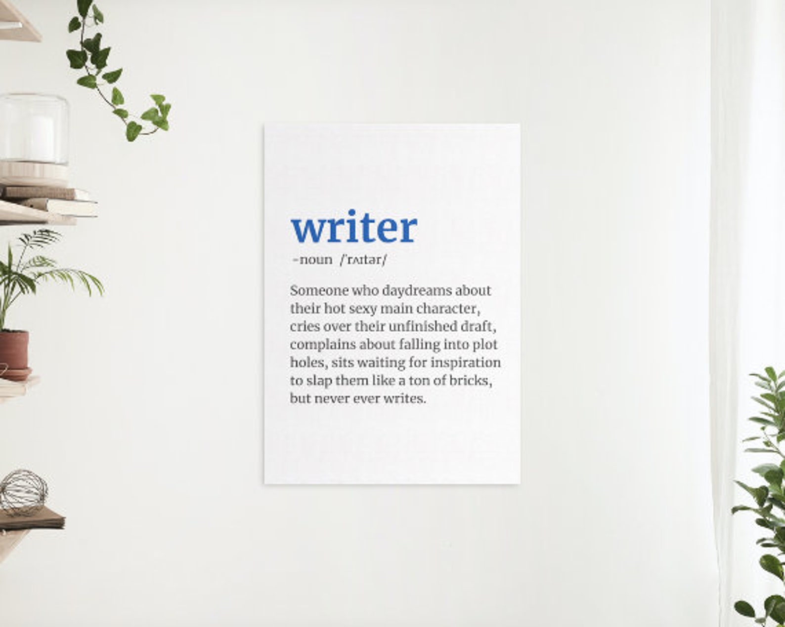 Blue Writer Definition Print Word Definition Writer Print Etsy