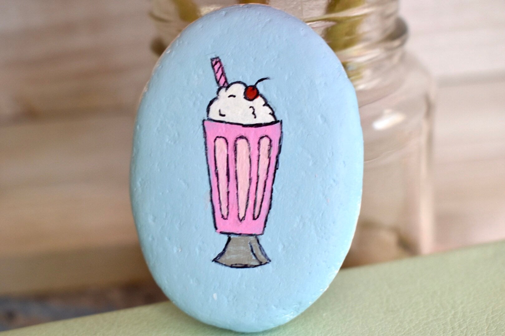 Original Hand Painted Rock - Cute Desk Art - Personalized Rock - Sippin ...