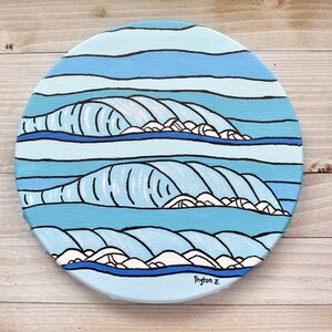 Cirkelvågcanvas - Akrylsurfkonst - Rund canvas - Vågmålning - Cirkelcanvas - Strandväggkonst - Surfarrumsdekor