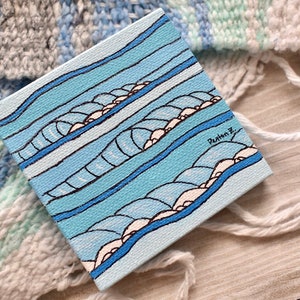 Mini Canvas Waves - Surf Art - Surfer Desk Art - Beach Room Decor - Nursery Waves - 3x3 Canvas Painting