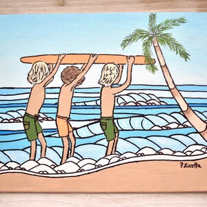 Surfer amico pittura - Surfer Boy Art - Cool Brother Regalo - 3 Beach Boys - Beach Art