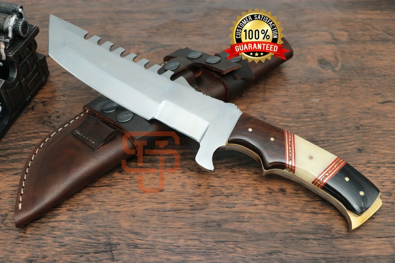 Custom Hand-forged D2 Steel Tracker Knife rosewood handle, handmade D2 steel Tracker Knife, Damascus  Tracker knife, Fixed blade knives