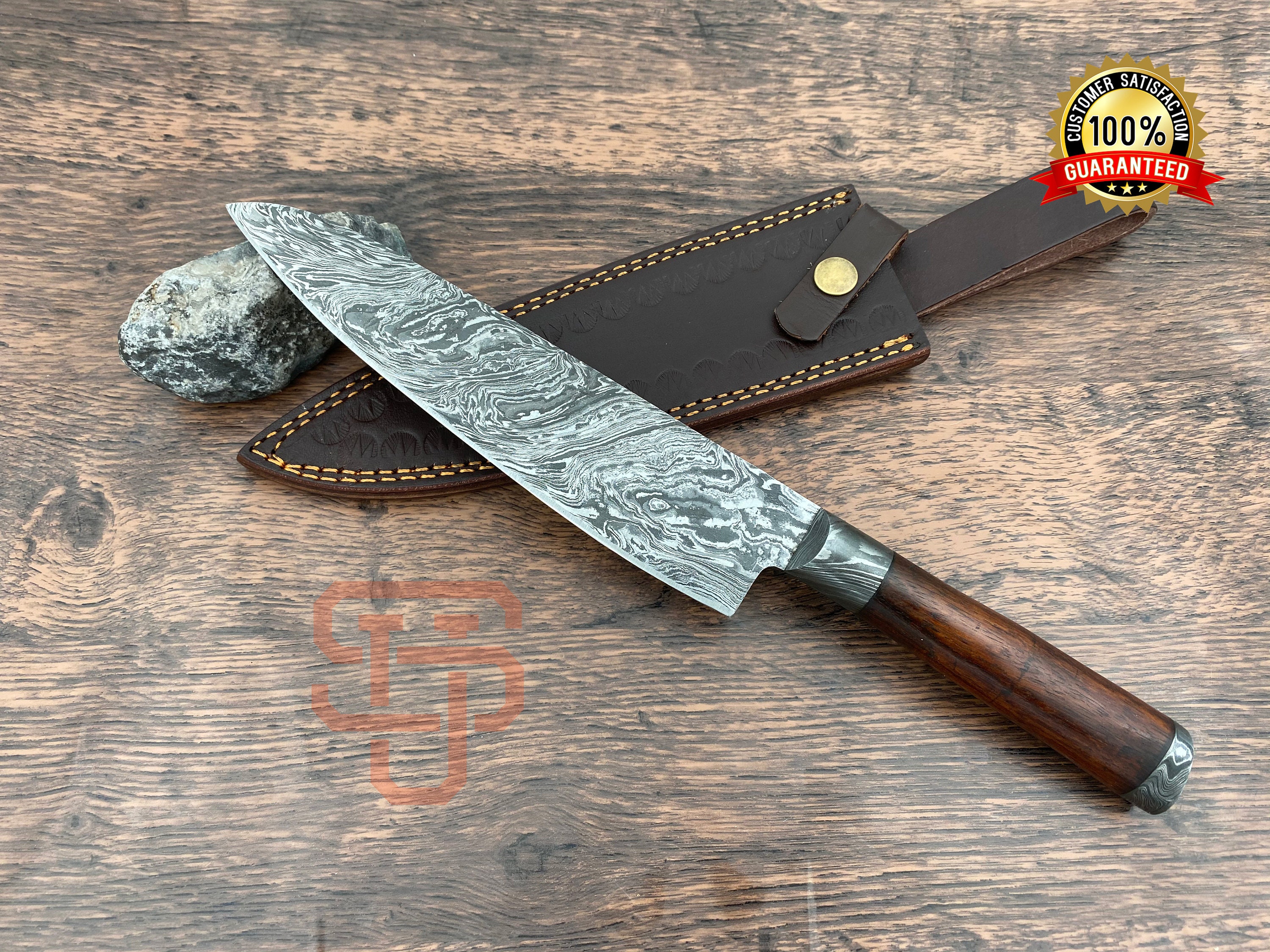 Kitchen Knife Special Moorish Blade 13 Handmade Hand Forged Knife Damascus Steel Chef Knife Indian Rose Wood Unique Gift