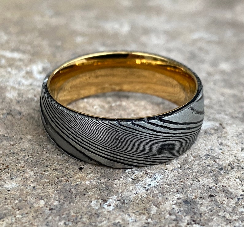 Mens Damascus Steel Rings Damascus Wedding Band Mens Damascus Etsy