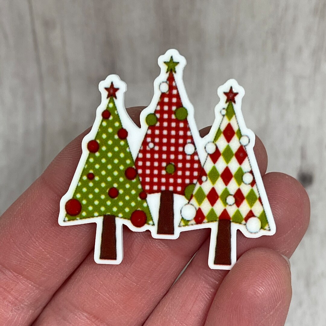 3 Christmas Tree Resins Christmas Tree Flatbacks Cabochons - Etsy