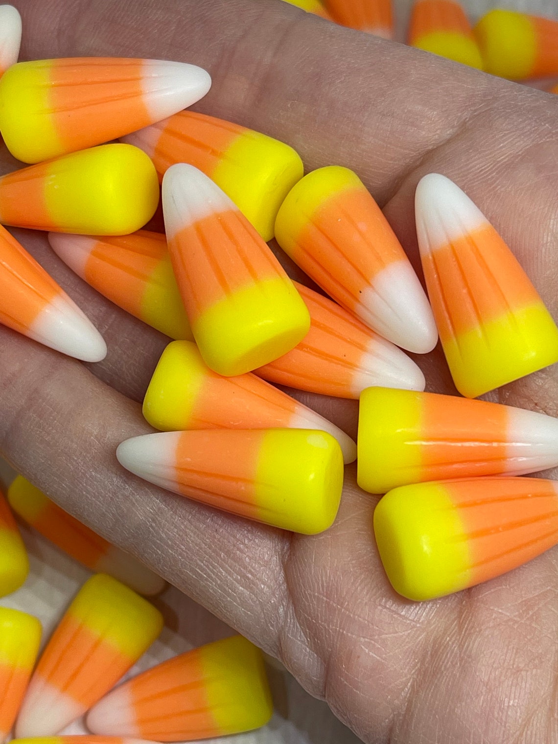 5 Candy Corn Cabochons Candy Corn Halloween Resin Candy Etsy