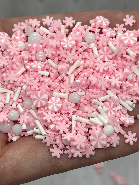 Pink Snowflake Sprinkles, Fake Sprinkles,sprinkles, Snowflake Sprinkles,  Polymer Sprinkles, Christmas Sprinkles, Sprinkles, Polymer Clay 