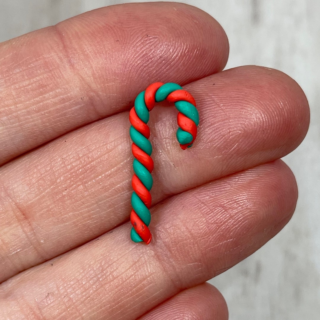 5 Fake Tiny Candy Canes, Clay Candy Canes, Faux Candy Canes, Tiny Candy