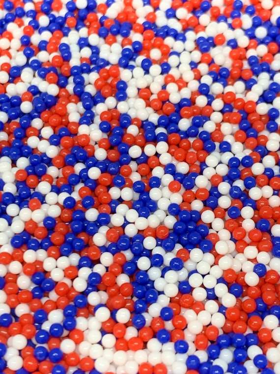 2mm Nonpareil Sprinkles, Red White and Blue, Fake Sprinkles, Faux Sprinkles,  Fake Bake Sprinkles, Caviar Beads, 4th of July Sprinkles 