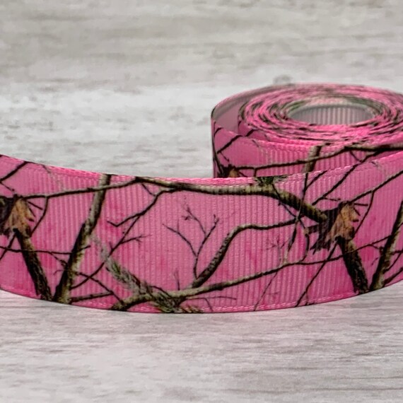Pink camouflage ribbon 1 inch grosgrain ribbon by the yard | Etsy