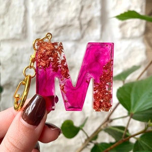 Custom Letter Initial Keychain, Resin Letter Keychain, Name Initial Accessory for Purses, Custom Glitter Keychain, Cute Gift for Her