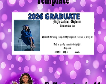 Diploma Template (Canva) | High School Diploma Template Digital File