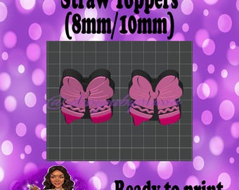 Crayon Bow Straw Toppers 3MF File | 3D File Crayon Bow File | Digital File Only