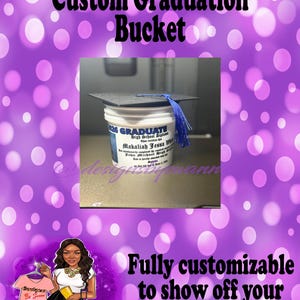 Custom 3D Printed Graduation Mini Bucket | Graduation Bucket with Cap